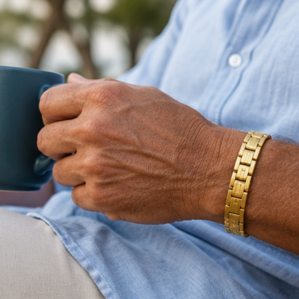 Bracciale Magnetico Uomo ad Alta Potenza in Titanio Oro