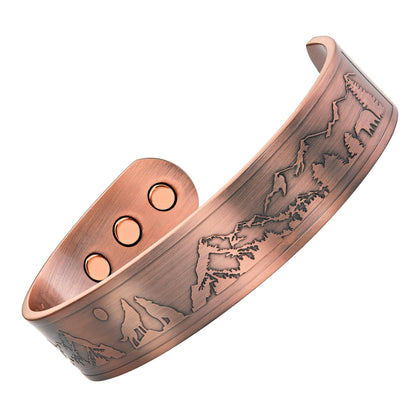 Bracciale Rigido Uomo in Rame Willis Judd Lupo - Lupi che Ululano alla Luna Piena, Design Wildlife