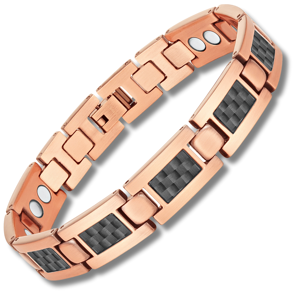 Bracciale Magnetico Uomo in Rame con Fibra di Carbonio Nera – Un Regalo di Stile per il Benessere