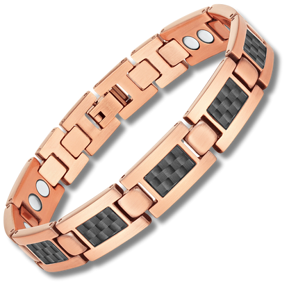 Bracciale Magnetico Uomo in Rame con Fibra di Carbonio Nera – Un Regalo di Stile per il Benessere