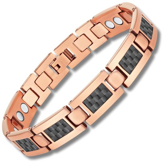 Bracciale Magnetico Uomo in Rame con Fibra di Carbonio Nera