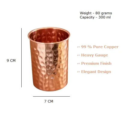 Venda quente 250ml Pure Copper Hammered Tumblers Handmade Drinkware Ayurvédico para Saúde e Bem-Estar Viagem Copper Cups