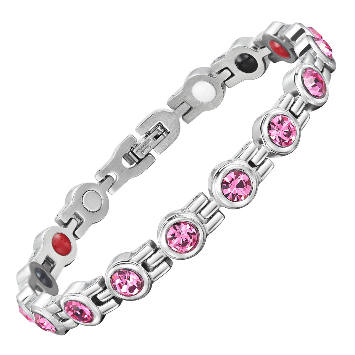 Bracciale Magnetico Donna Quattro Elementi con Pietra Rosa