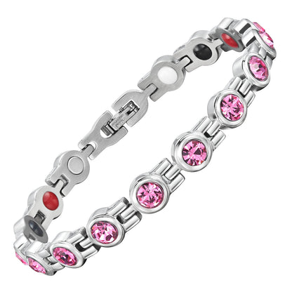 Bracciale Magnetico Donna Quattro Elementi con Pietra Rosa