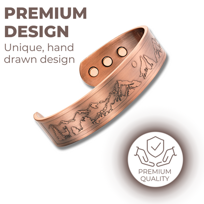 Bracciale Rigido Magnetico Uomo in Rame Lupo - Nuovo Design