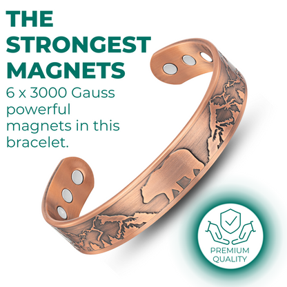 Bracciale Rigido Magnetico Uomo in Rame Orso - Nuovo Design