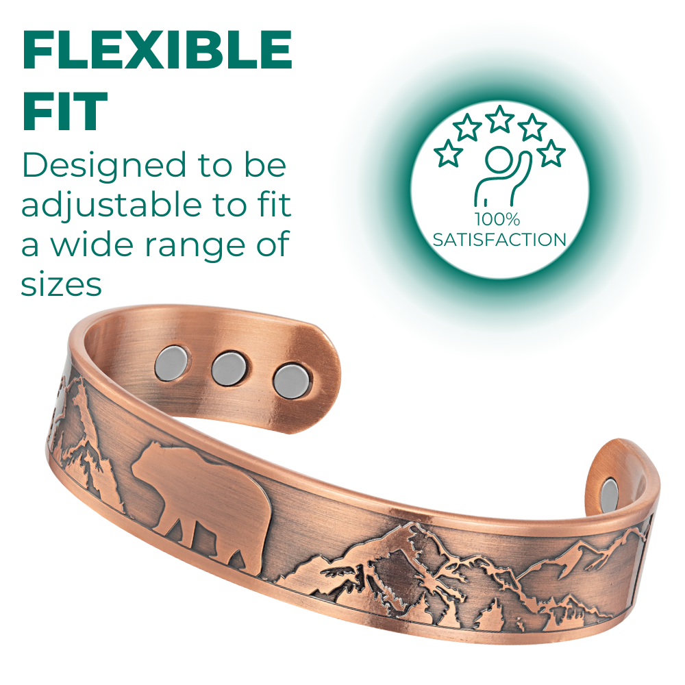 Bracciale Rigido Magnetico Uomo in Rame Orso - Nuovo Design