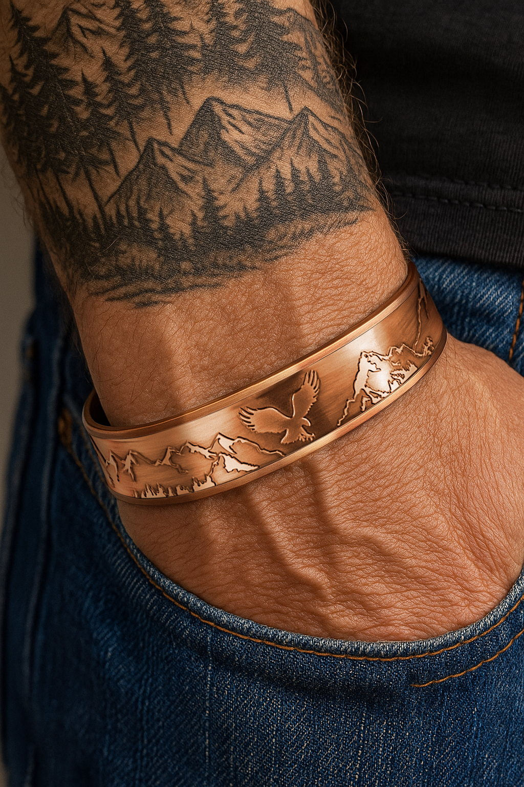 Bracciale Rigido Magnetico Uomo in Rame Aquila - Nuovo Design
