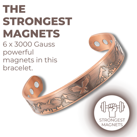 Bracciale Rigido Magnetico Uomo in Rame Aquila - Nuovo Design