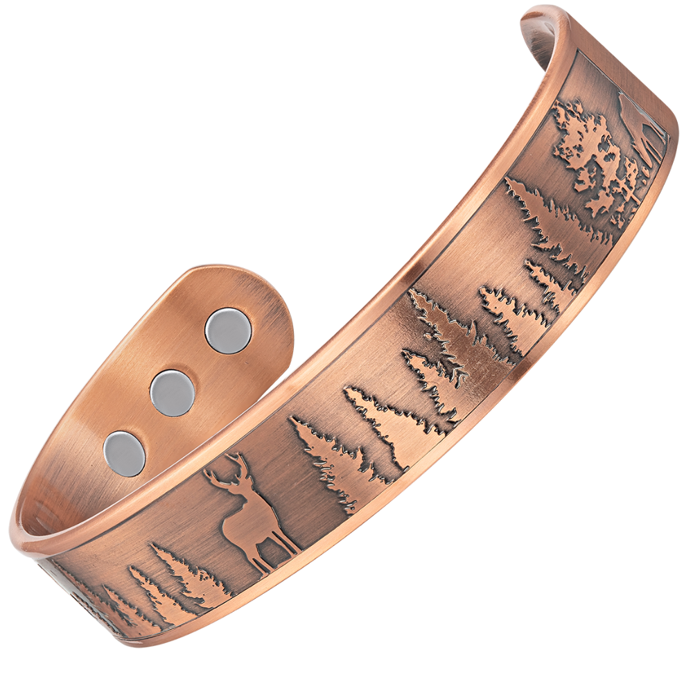 Bracciale Rigido Magnetico Uomo in Rame Cervo - Nuovo Design