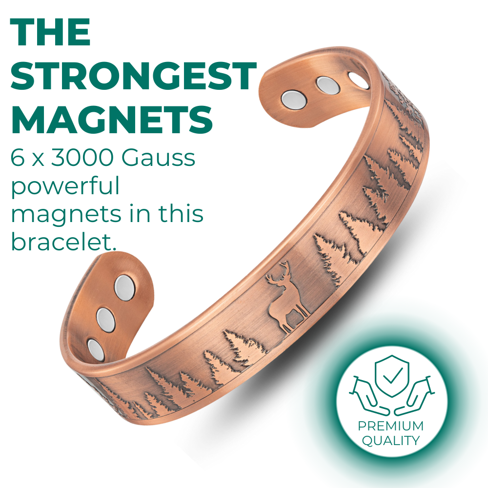 Bracciale Rigido Magnetico Uomo in Rame Cervo - Nuovo Design