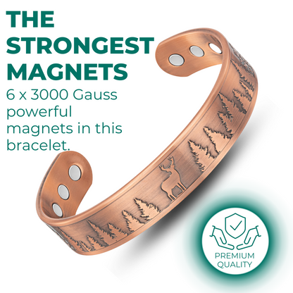 Bracciale Rigido Magnetico Uomo in Rame Cervo - Nuovo Design