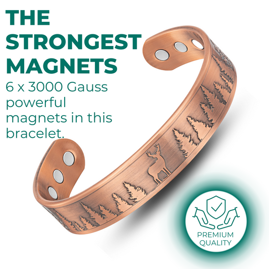 Bracciale Rigido Magnetico Uomo in Rame Cervo - Nuovo Design