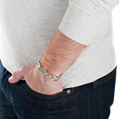 Bracciale Magnetico Uomo in Titanio a Doppia Fila - Bicolore