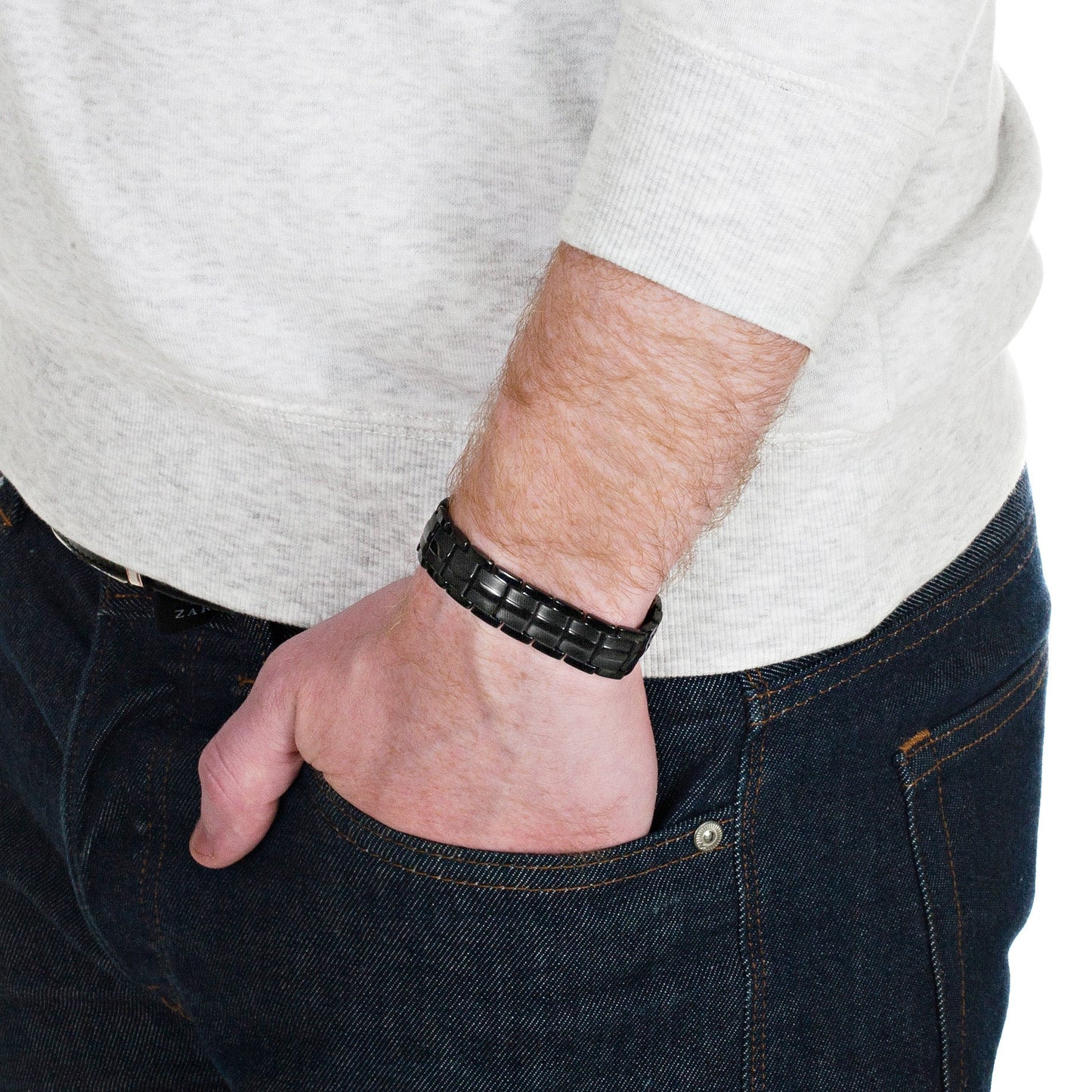 Bracciale Magnetico Uomo ad Alta Potenza Doppi Magneti per Maglia - Nero