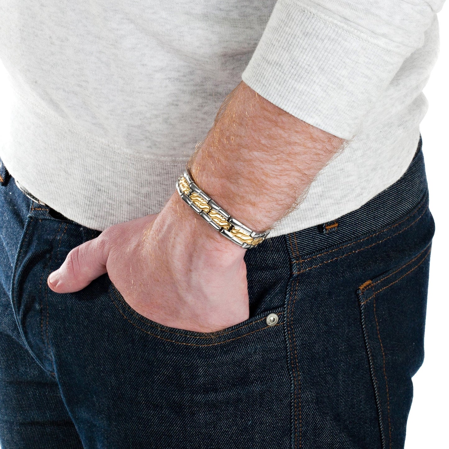 Bracciale Magnetico Uomo in Titanio Bicolore
