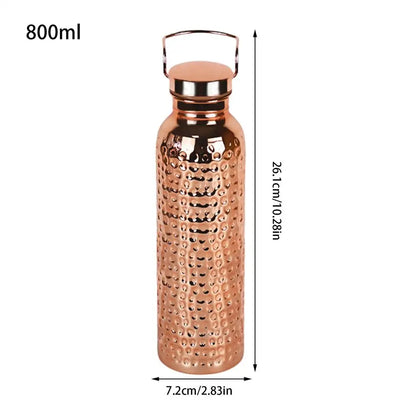 Garrafa de Cobre 800ml à Prova de Vazamento, Garrafa de Água de Cobre Isolada Portátil, Copo Antivazamento para Academia, Camping, Viagens, Hidratação e Trabalho