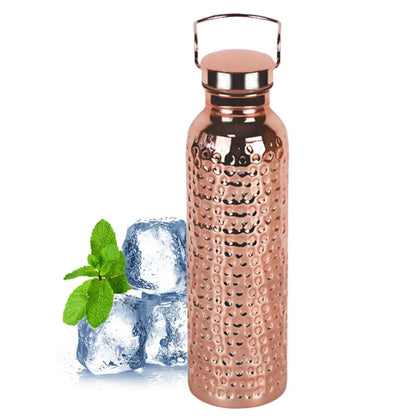 Garrafa de Cobre 800ml à Prova de Vazamento, Garrafa de Água de Cobre Isolada Portátil, Copo Antivazamento para Academia, Camping, Viagens, Hidratação e Trabalho