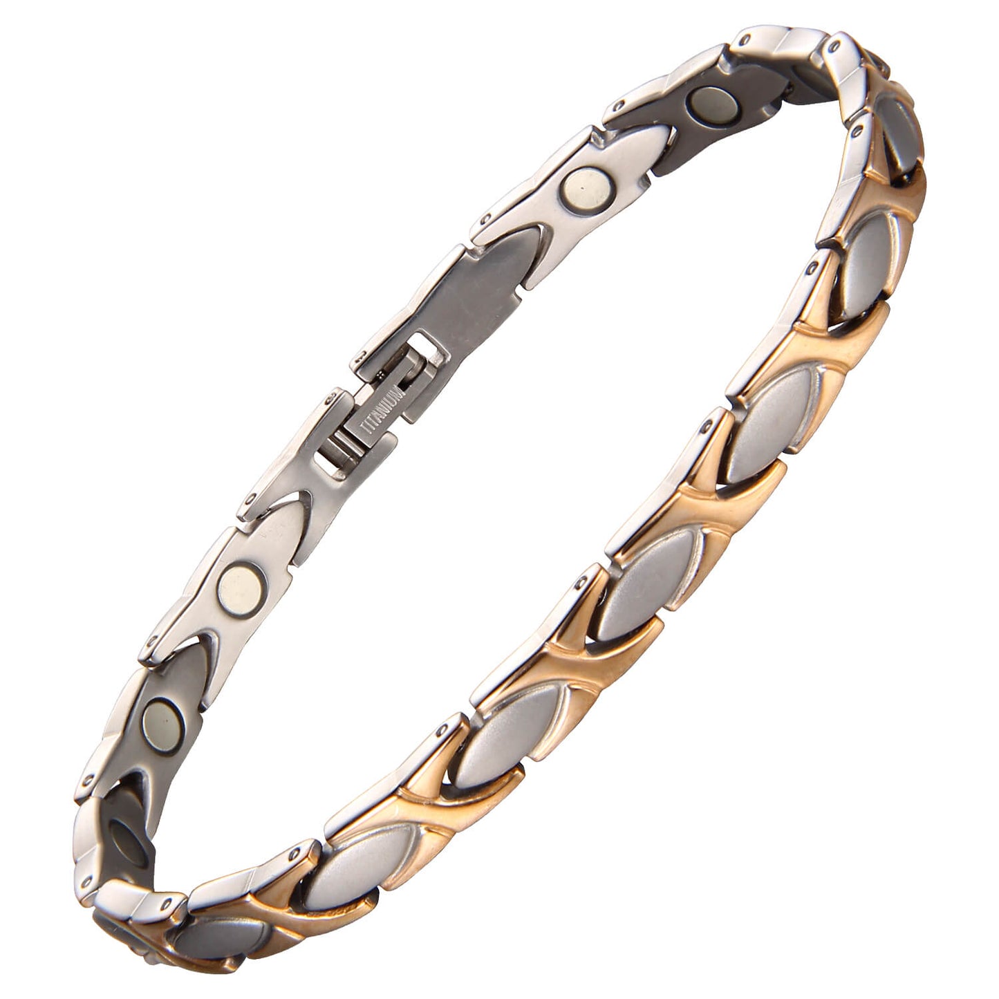 Bracciale Magnetico Donna in Titanio - Bicolore Oro