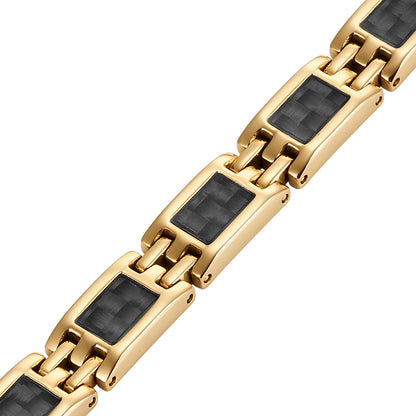 Bracciale Magnetico Donna - Oro con Fibra di Carbonio Nera
