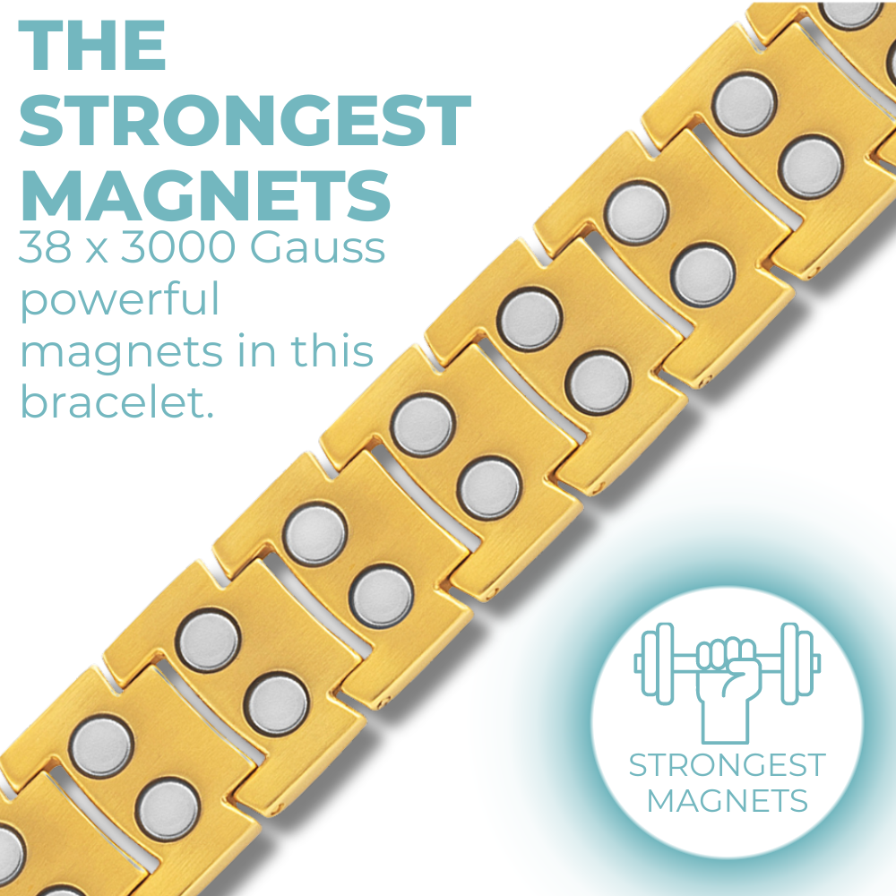 Bracciale Magnetico Uomo ad Alta Potenza in Titanio Oro
