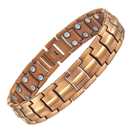 Bracciale Magnetico Uomo in Titanio a Doppia Fila - Color Bronzo