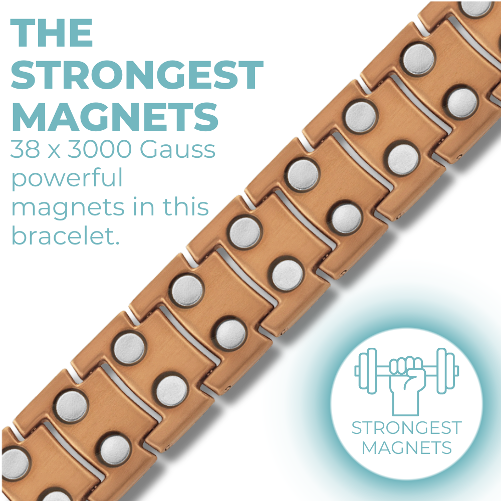 Bracciale Magnetico Uomo in Titanio a Doppia Fila - Color Bronzo