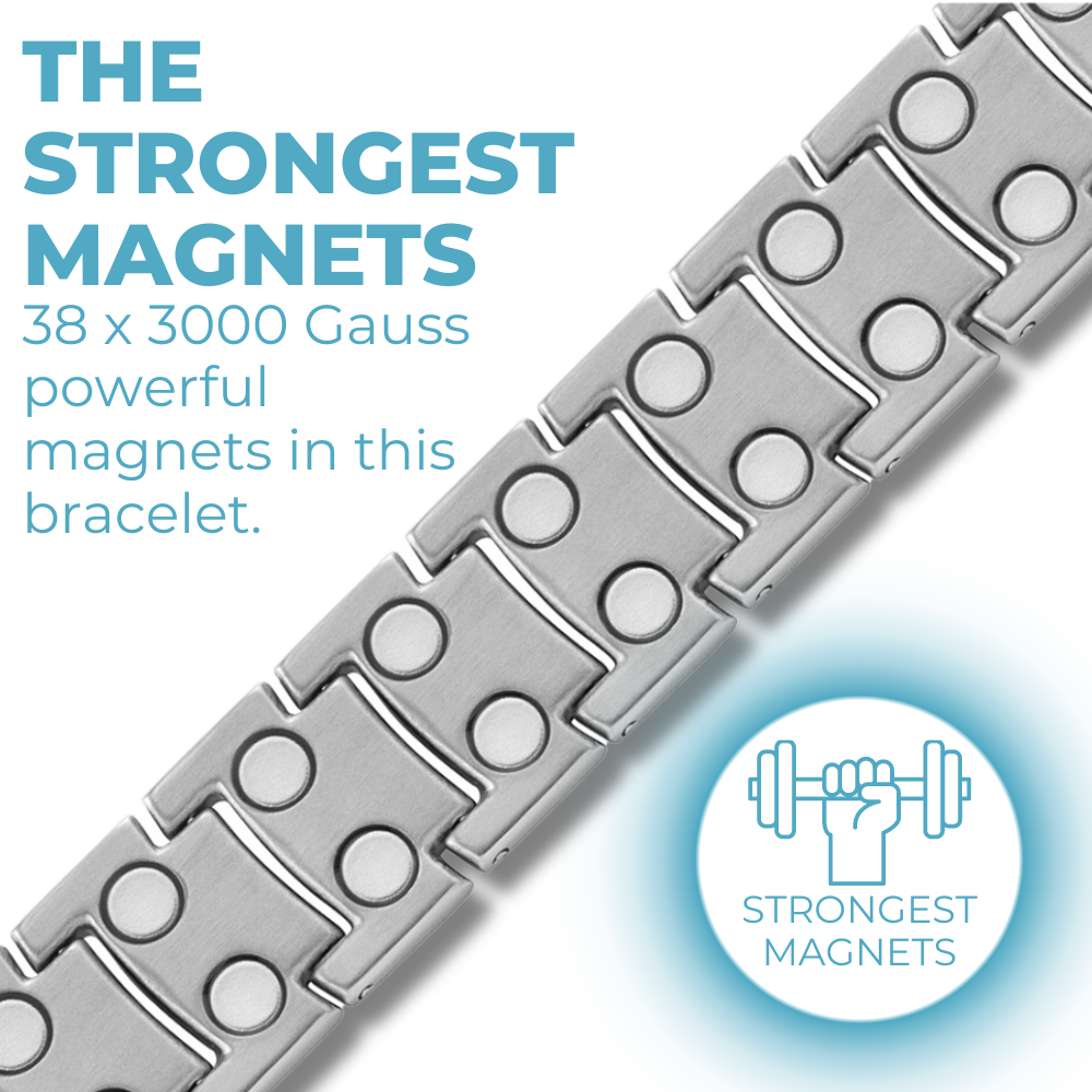 Bracciale Magnetico Uomo ad Alta Potenza Doppi Magneti per Maglia - Grigio Scuro
