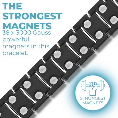 Bracciale Magnetico Uomo ad Alta Potenza Doppi Magneti per Maglia - Nero