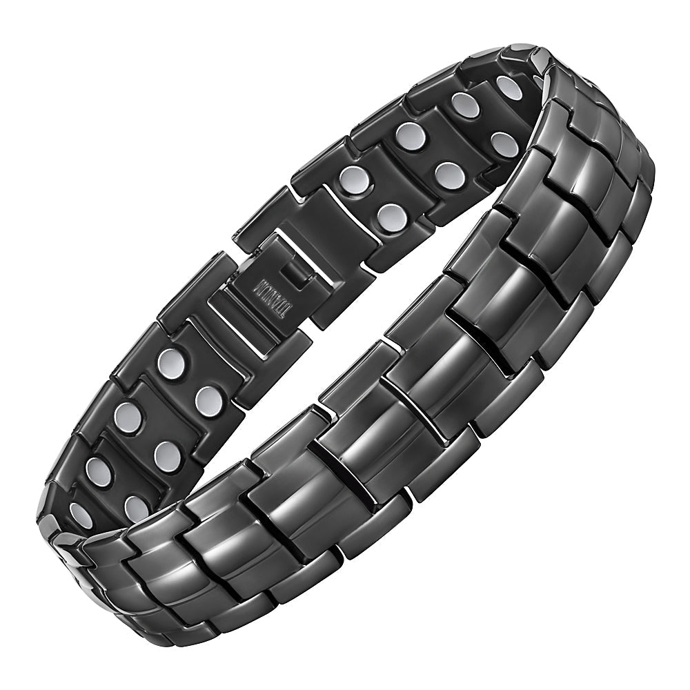 Bracciale Magnetico Uomo ad Alta Potenza Doppi Magneti per Maglia - Nero