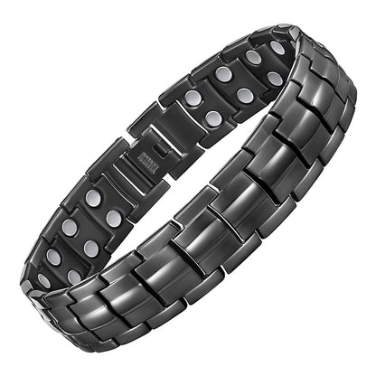 Bracciale Magnetico Uomo ad Alta Potenza Doppi Magneti per Maglia - Nero