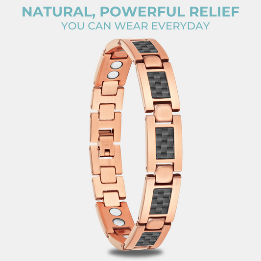 Bracciale Magnetico Uomo in Rame con Fibra di Carbonio Nera – Un Regalo di Stile per il Benessere