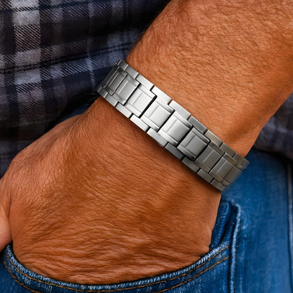 Bracciale Magnetico Uomo in Titanio - 6 Magneti per Maglia