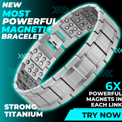Bracciale Magnetico Uomo in Titanio - 6 Magneti per Maglia