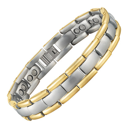 Bracciale Magnetico Uomo in Titanio a Doppia Fila - Bicolore