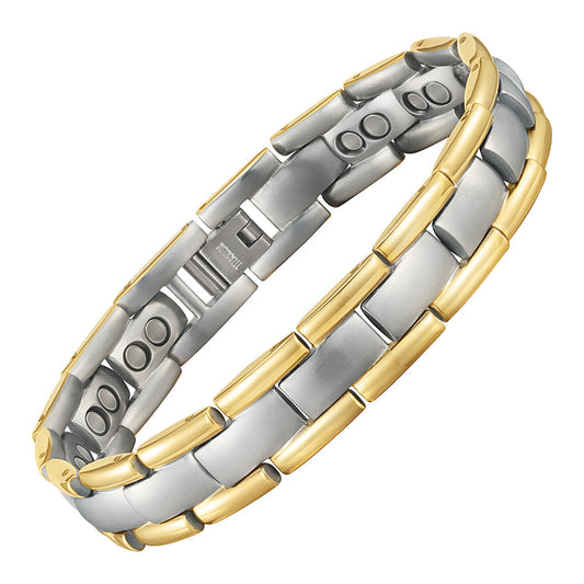 Bracciale Magnetico Uomo in Titanio a Doppia Fila - Bicolore