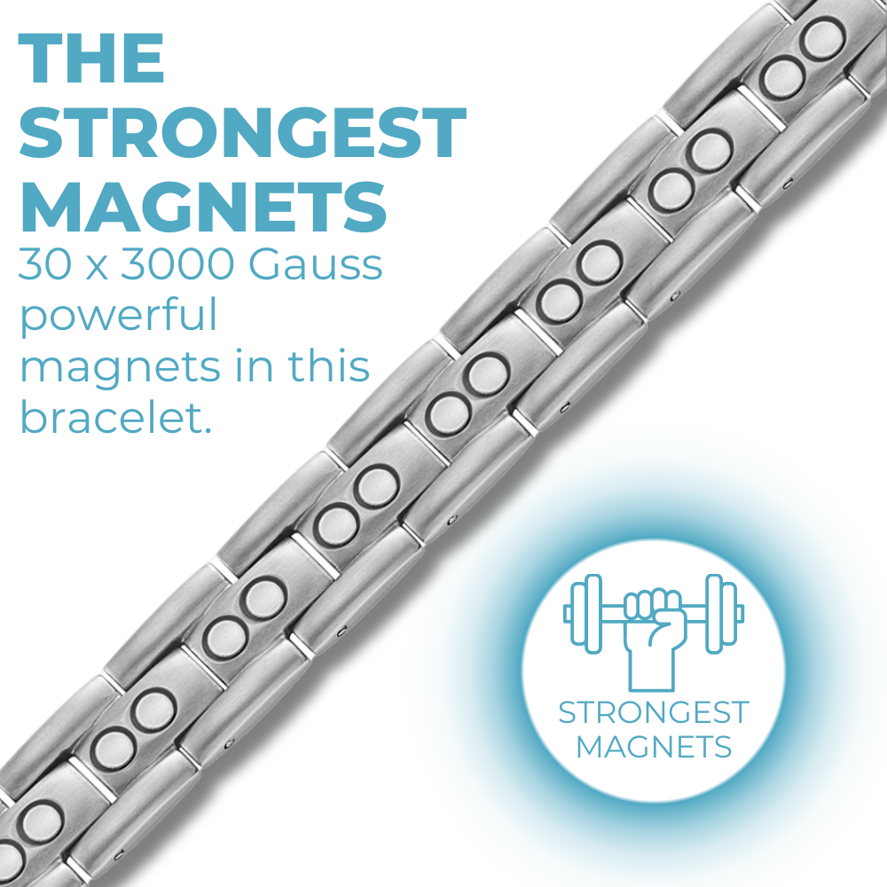 Bracciale Magnetico Uomo in Titanio a Doppia Fila - Bicolore