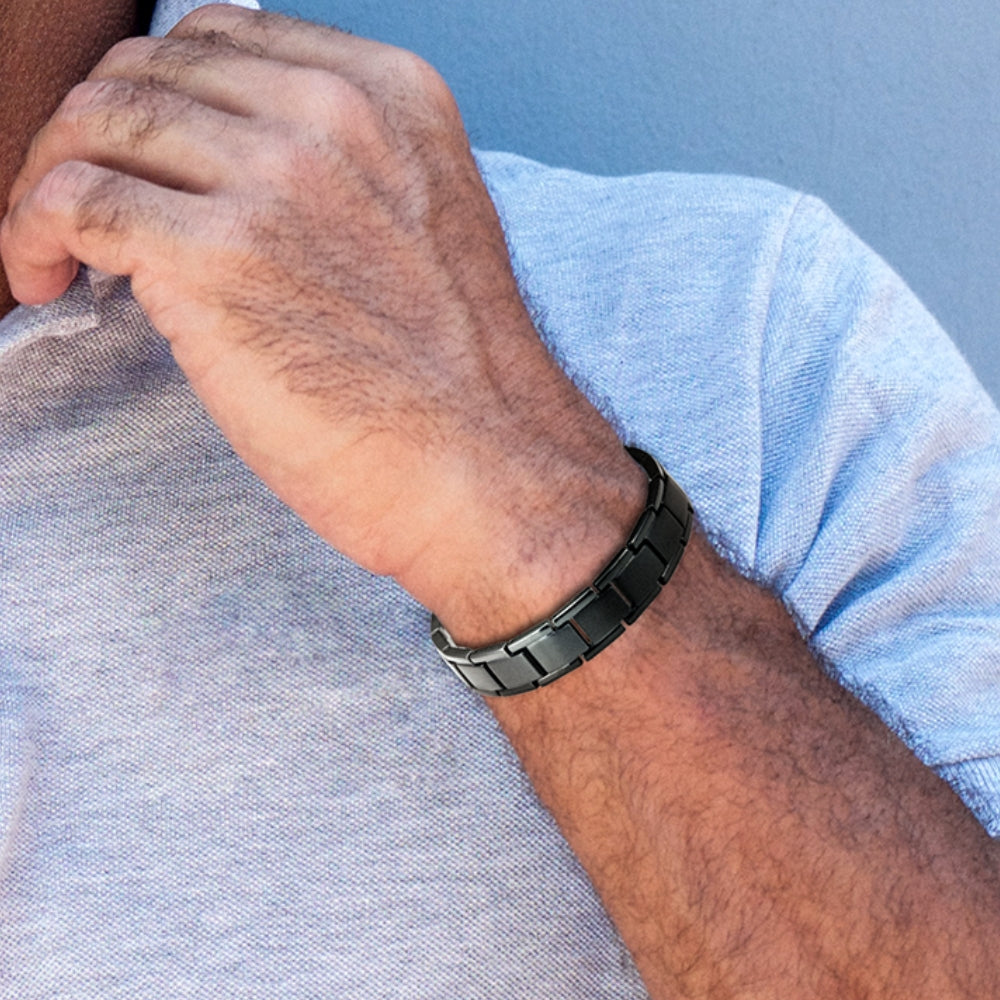 Bracciale Magnetico Uomo in Titanio Nero a Doppia Potenza