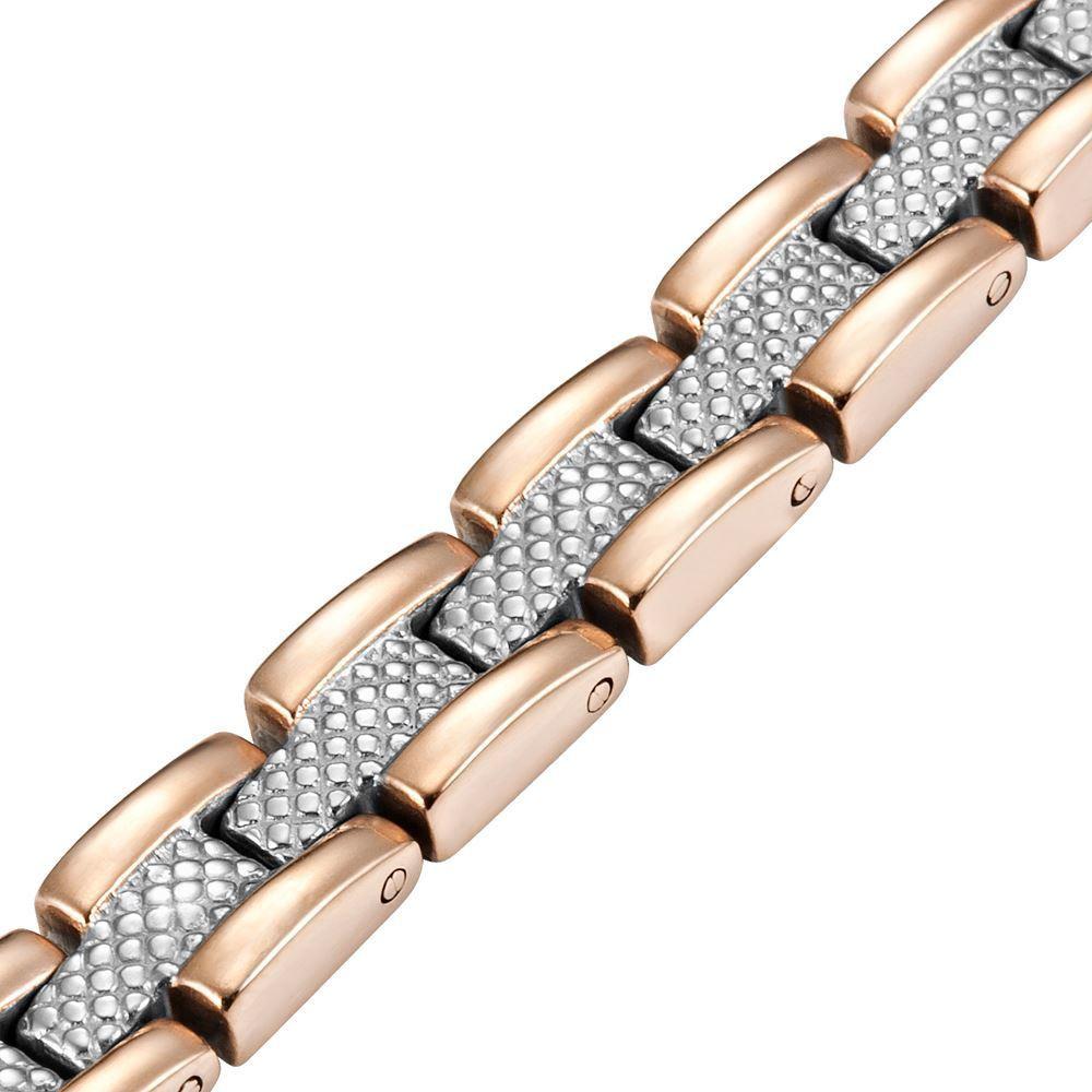 Bracciale Magnetico Donna in Titanio Bicolore Quattro Elementi