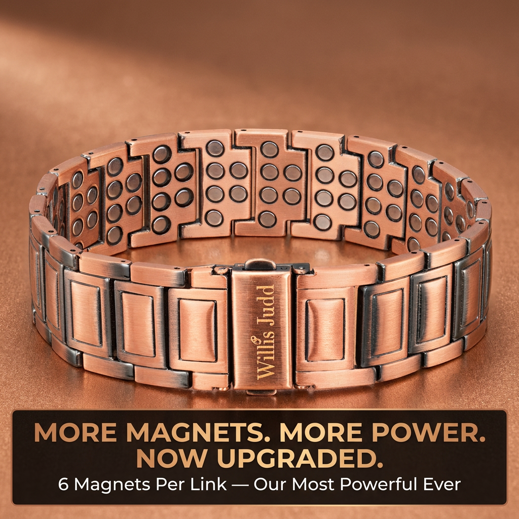 Bracciale Magnetico Uomo in Rame AGGIORNATO 6 Magneti per Maglia